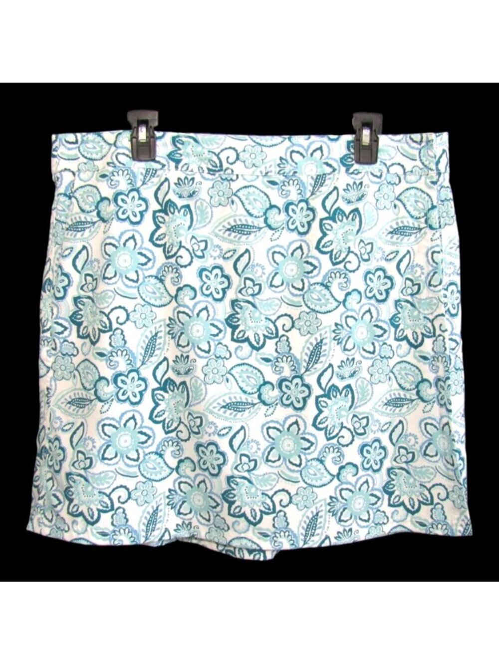RipSkirt Hawaii Skirt XL White  Blue Teal Floral 19.5 In Length 2 Wrap Pockets